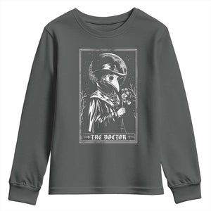 Plague Doctor Tarot Card Youth Sweatshirt Horror Death Occult Satanic TS11 Dark Heather Print Your Wear