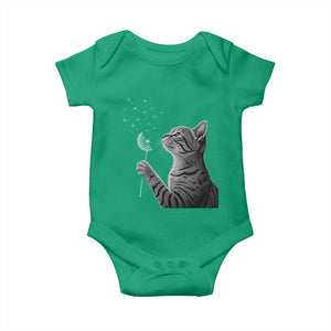 Cat Blowing Dandelion Baby Onesie Kitten Making A Wish Nature Art TS11 Irish Green Print Your Wear