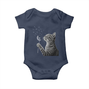 Cat Blowing Dandelion Baby Onesie Kitten Making A Wish Nature Art TS11 Navy Print Your Wear