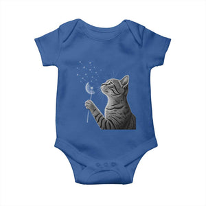 Cat Blowing Dandelion Baby Onesie Kitten Making A Wish Nature Art TS11 Royal Blue Print Your Wear