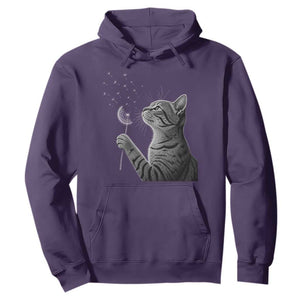 Cat Blowing Dandelion Hoodie Kitten Making A Wish Nature Art TS11 Purple Print Your Wear