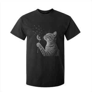 Cat Blowing Dandelion T Shirt For Kid Kitten Making A Wish Nature Art TS11 Black Print Your Wear