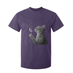 Cat Blowing Dandelion T Shirt For Kid Kitten Making A Wish Nature Art TS11 Purple Print Your Wear