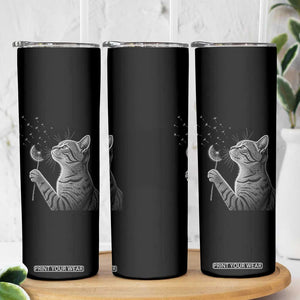 Cat Blowing Dandelion Skinny Tumbler Kitten Making A Wish Nature Art TS11 Print Your Wear