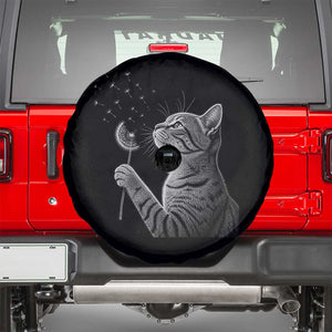 Cat Blowing Dandelion Spare Tire Cover Kitten Making A Wish Nature Art TS11 Black Print Your Wear