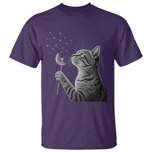 Cat Blowing Dandelion T Shirt Kitten Making A Wish Nature Art TS11 Purple Print Your Wear