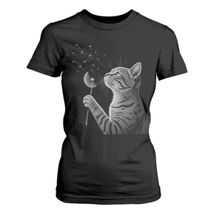 Cat Blowing Dandelion T Shirt For Women Kitten Making A Wish Nature Art TS11 Black Print Your Wear