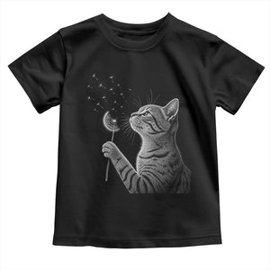Cat Blowing Dandelion Toddler T Shirt Kitten Making A Wish Nature Art TS11 Black Print Your Wear