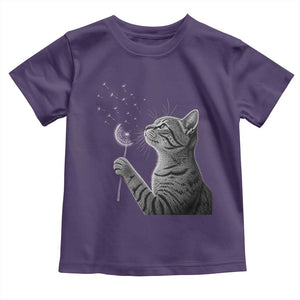 Cat Blowing Dandelion Toddler T Shirt Kitten Making A Wish Nature Art TS11 Purple Print Your Wear