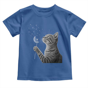 Cat Blowing Dandelion Toddler T Shirt Kitten Making A Wish Nature Art TS11 Royal Blue Print Your Wear