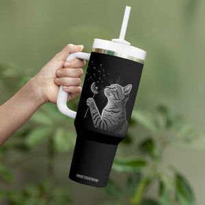 Cat Blowing Dandelion Tumbler With Handle Kitten Making A Wish Nature Art TS11 Print Your Wear