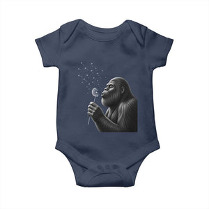 Bigfoot Blowing Dandelion Baby Onesie Funny Sasquatch Making A Wish TS11 Navy Print Your Wear