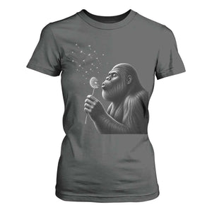 Bigfoot Blowing Dandelion T Shirt For Women Funny Sasquatch Making A Wish TS11 Dark Heather Print Your Wear