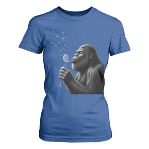 Bigfoot Blowing Dandelion T Shirt For Women Funny Sasquatch Making A Wish TS11 Royal Blue Print Your Wear
