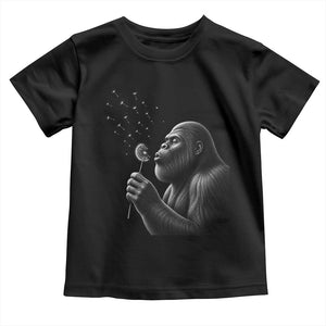 Bigfoot Blowing Dandelion Toddler T Shirt Funny Sasquatch Making A Wish TS11 Black Print Your Wear