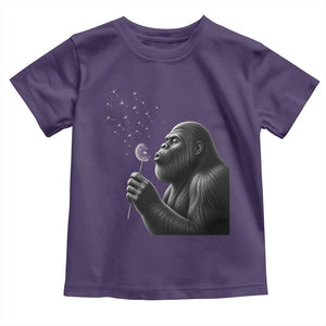 Bigfoot Blowing Dandelion Toddler T Shirt Funny Sasquatch Making A Wish TS11 Purple Print Your Wear