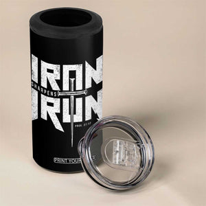Iron Sharpens Iron 4 in 1 Can Cooler Tumbler Christian Bible Scripture Gym Workout TS11 Print Your Wear