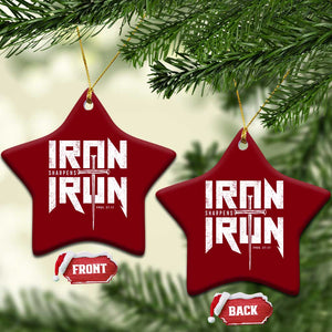 Iron Sharpens Iron Ceramic Ornament Christian Bible Scripture Gym Workout TS11 Print Your Wear