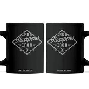 Iron Sharpens Iron Coffee Mug Christian Faith Scripture Nail Jesus Cross TS11 Black Print Your Wear