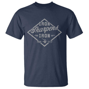 Iron Sharpens Iron T Shirt Christian Faith Scripture Nail Jesus Cross TS11 Navy Print Your Wear