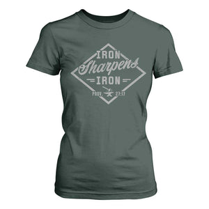 Iron Sharpens Iron T Shirt For Women Christian Faith Scripture Nail Jesus Cross TS11 Dark Forest Green Print Your Wear