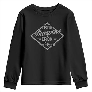 Iron Sharpens Iron Youth Sweatshirt Christian Faith Scripture Nail Jesus Cross TS11 Black Print Your Wear