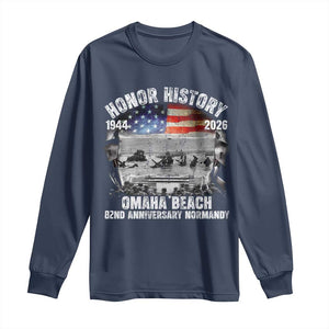 Omaha Beach D Day Long Sleeve Shirt 82nd Anniversary Honor History Normandy WWII TS11 Navy Print Your Wear