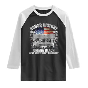 Omaha Beach D Day Raglan Shirt 82nd Anniversary Honor History Normandy WWII TS11 Black White Print Your Wear