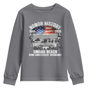 Omaha Beach D Day Youth Sweatshirt 82nd Anniversary Honor History Normandy WWII TS11 Charcoal Print Your Wear