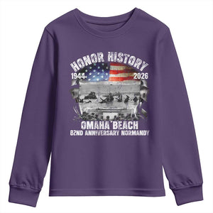Omaha Beach D Day Youth Sweatshirt 82nd Anniversary Honor History Normandy WWII TS11 Purple Print Your Wear