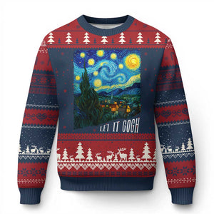 Let It Gogh Funny Vincent Van Gogh Ugly Christmas Sweater Starry Night Design Art Lover TS11 Navy Red Print Your Wear