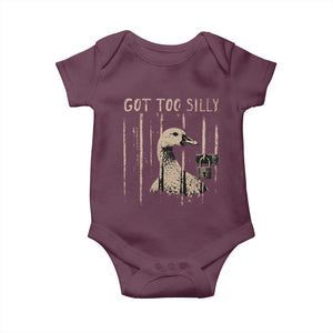 Got Too Silly Baby Onesie Funny Goose Jailbird Prison TS11 Maroon Print Your Wear
