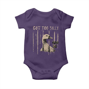 Got Too Silly Baby Onesie Funny Goose Jailbird Prison TS11 Purple Print Your Wear