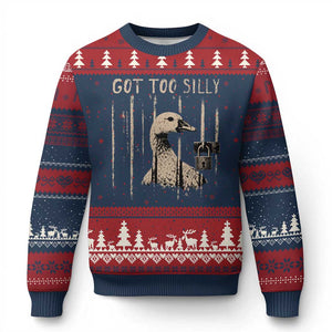 Got Too Silly Ugly Christmas Sweater Funny Goose Jailbird Prison TS11 Navy Red Print Your Wear