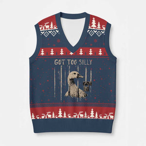 Got Too Silly V-Neck Knit Sweater Vest Funny Goose Jailbird Prison TS11 Navy Red Print Your Wear