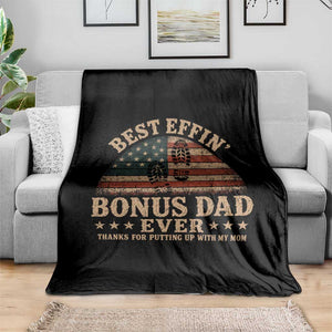 Best Effin Bonus Dad Ever Throw Blanket Step Dad American Flag Father's Day Gifts TS11 Print Your Wear