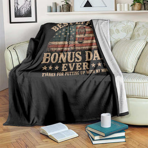 Best Effin Bonus Dad Ever Throw Blanket Step Dad American Flag Father's Day Gifts TS11 Print Your Wear