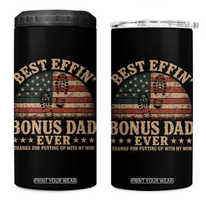 Best Effin Bonus Dad Ever 4 in 1 Can Cooler Tumbler Step Dad American Flag Father's Day Gifts TS11 One Size: 16 oz Black Print Your Wear