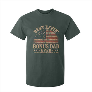Best Effin Bonus Dad Ever T Shirt For Kid Step Dad American Flag Father's Day Gifts TS11 Dark Forest Green Print Your Wear