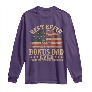 Best Effin Bonus Dad Ever Long Sleeve Shirt Step Dad American Flag Father's Day Gifts TS11 Purple Print Your Wear