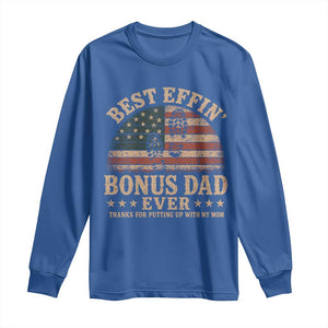 Best Effin Bonus Dad Ever Long Sleeve Shirt Step Dad American Flag Father's Day Gifts TS11 Royal Blue Print Your Wear
