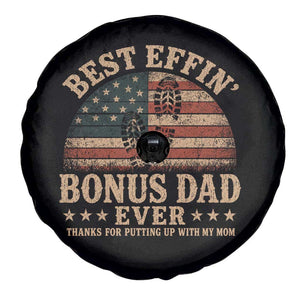 Best Effin Bonus Dad Ever Spare Tire Cover Step Dad American Flag Father's Day Gifts TS11 Print Your Wear