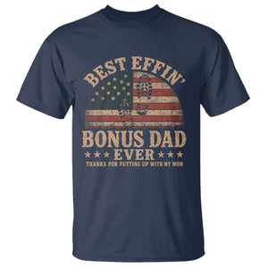 Best Effin Bonus Dad Ever T Shirt Step Dad American Flag Father's Day Gifts TS11 Navy Print Your Wear