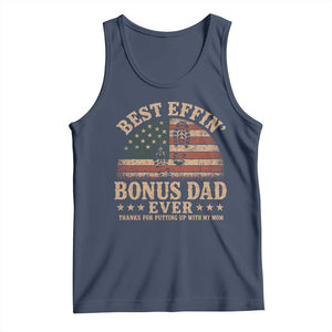 Best Effin Bonus Dad Ever Tank Top Step Dad American Flag Father's Day Gifts TS11 Navy Print Your Wear