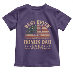 Best Effin Bonus Dad Ever Toddler T Shirt Step Dad American Flag Father's Day Gifts TS11 Purple Print Your Wear