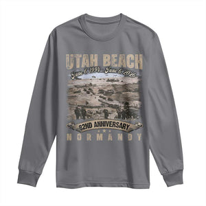 Utah Beach D Day Long Sleeve Shirt 82nd Anniversary Honor History Normandy WWII TS11 Charcoal Print Your Wear