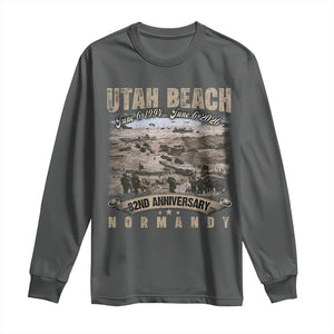 Utah Beach D Day Long Sleeve Shirt 82nd Anniversary Honor History Normandy WWII TS11 Dark Heather Print Your Wear