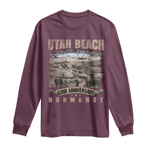 Utah Beach D Day Long Sleeve Shirt 82nd Anniversary Honor History Normandy WWII TS11 Maroon Print Your Wear