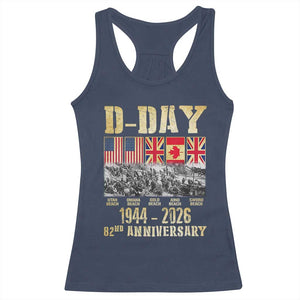 D Day 82nd Anniversary Honor History Normandy WWII Racerback Tank Top TS11 Navy Print Your Wear