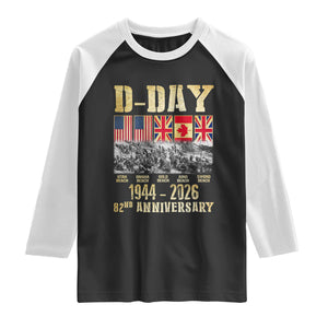 D Day 82nd Anniversary Honor History Normandy WWII Raglan Shirt TS11 Black White Print Your Wear